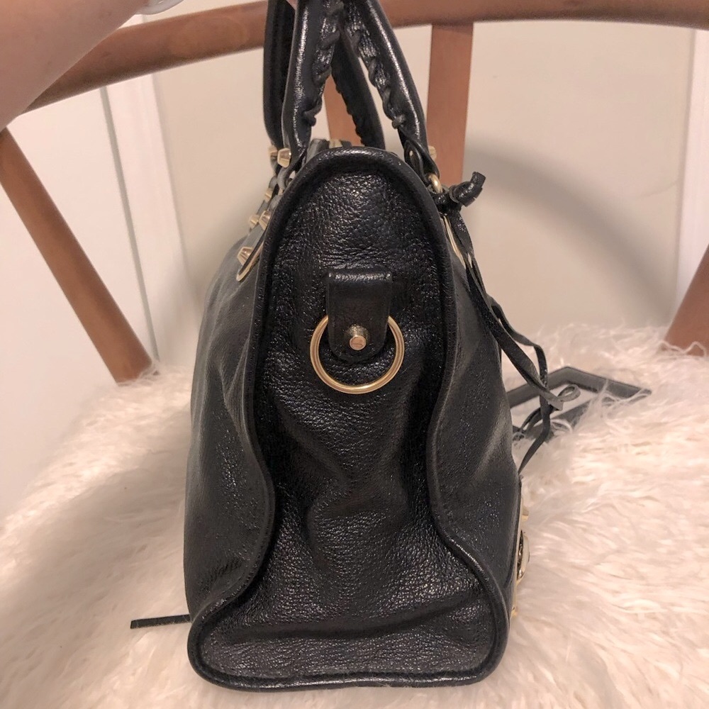 💥 BALENCIAGA City Metallic Edge Black Leather w/ Gold Hardware - Picture 13 of 16